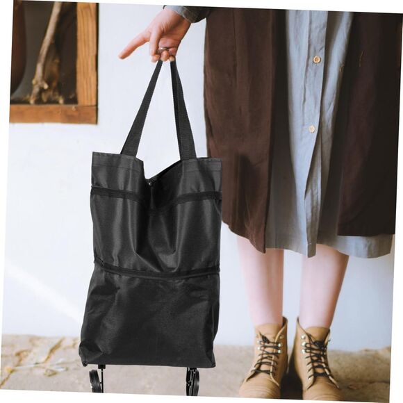 Black Metal Canvas Foldable Grocery Bag Outdoor (4389) - Picture 3 of 9